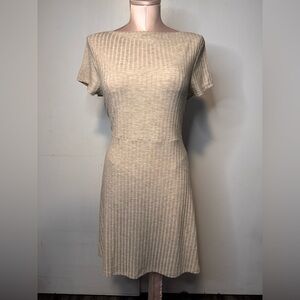 Primark Tan Ribbed Sheath Dress Short Sleeve